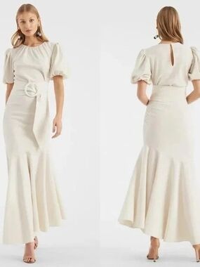 Sachin + Babi Cream Puff-Sleeve Maxi MISSING BELT